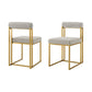 Set of Two Gray And Gold Upholstered Polyester Open Back Dining Side Chairs
