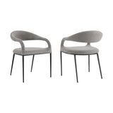 Set of Two Gray And Black Upholstered Polyester Open Back Dining Arm Chairs