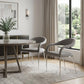 Set of Two Gray And Silver Upholstered Polyester Open Back Dining Arm Chairs