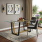 72" Clear And Gold Glass And Iron Sled Base Dining Table