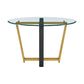 48" Clear And Gold Glass And Iron Sled Base Round Top Dining Table