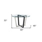 48" Clear And Black Glass And Iron Sled Base Round Top Dining Table