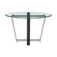 48" Clear And Black Glass And Iron Sled Base Round Top Dining Table
