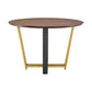 48" Brown And Gold Iron Sled Base Round Top Dining Table
