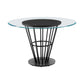 48" Clear And Black Glass And Iron Pedestal Base Round Top Dining Table