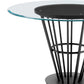 48" Clear And Black Glass And Iron Pedestal Base Round Top Dining Table