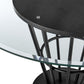 48" Clear And Black Glass And Iron Pedestal Base Round Top Dining Table