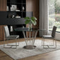 48" Clear And Silver Glass And Stainless Steel Pedestal Base Round Top Dining Table