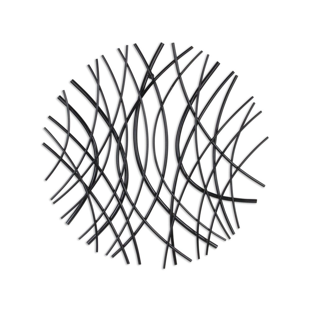 24" X 24" Black Metal Circle Abstract Hanging Dimensional Sculpture