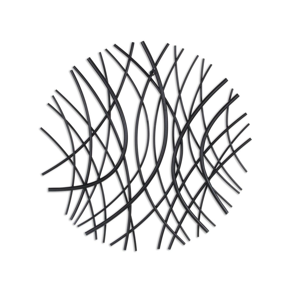 24" X 24" Black Metal Circle Abstract Hanging Dimensional Sculpture