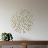 24" X 24" Gold Metal Circle Abstract Hanging Dimensional Sculpture
