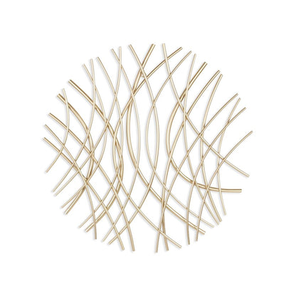 24" X 24" Gold Metal Circle Abstract Hanging Dimensional Sculpture