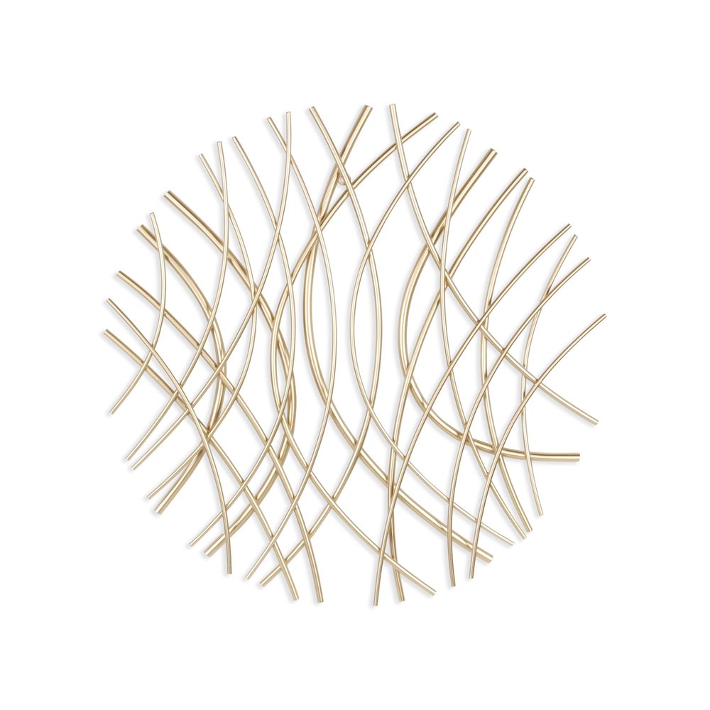 24" X 24" Gold Metal Circle Abstract Hanging Dimensional Sculpture