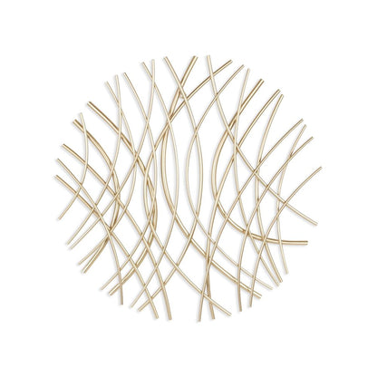 24" X 24" Gold Metal Circle Abstract Hanging Dimensional Sculpture