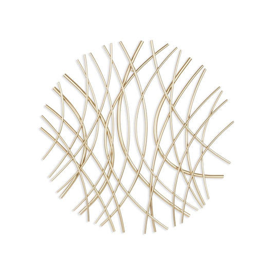 24" X 24" Gold Metal Circle Abstract Hanging Dimensional Sculpture