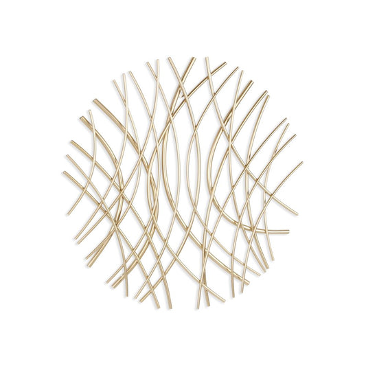 24" X 24" Gold Metal Circle Abstract Hanging Dimensional Sculpture