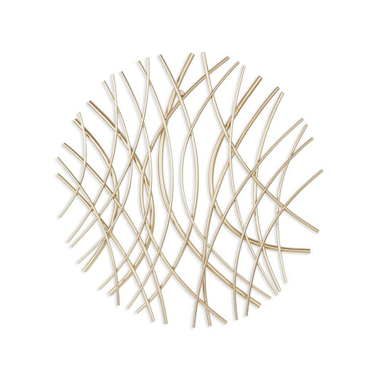 24" X 24" Gold Metal Circle Abstract Hanging Dimensional Sculpture