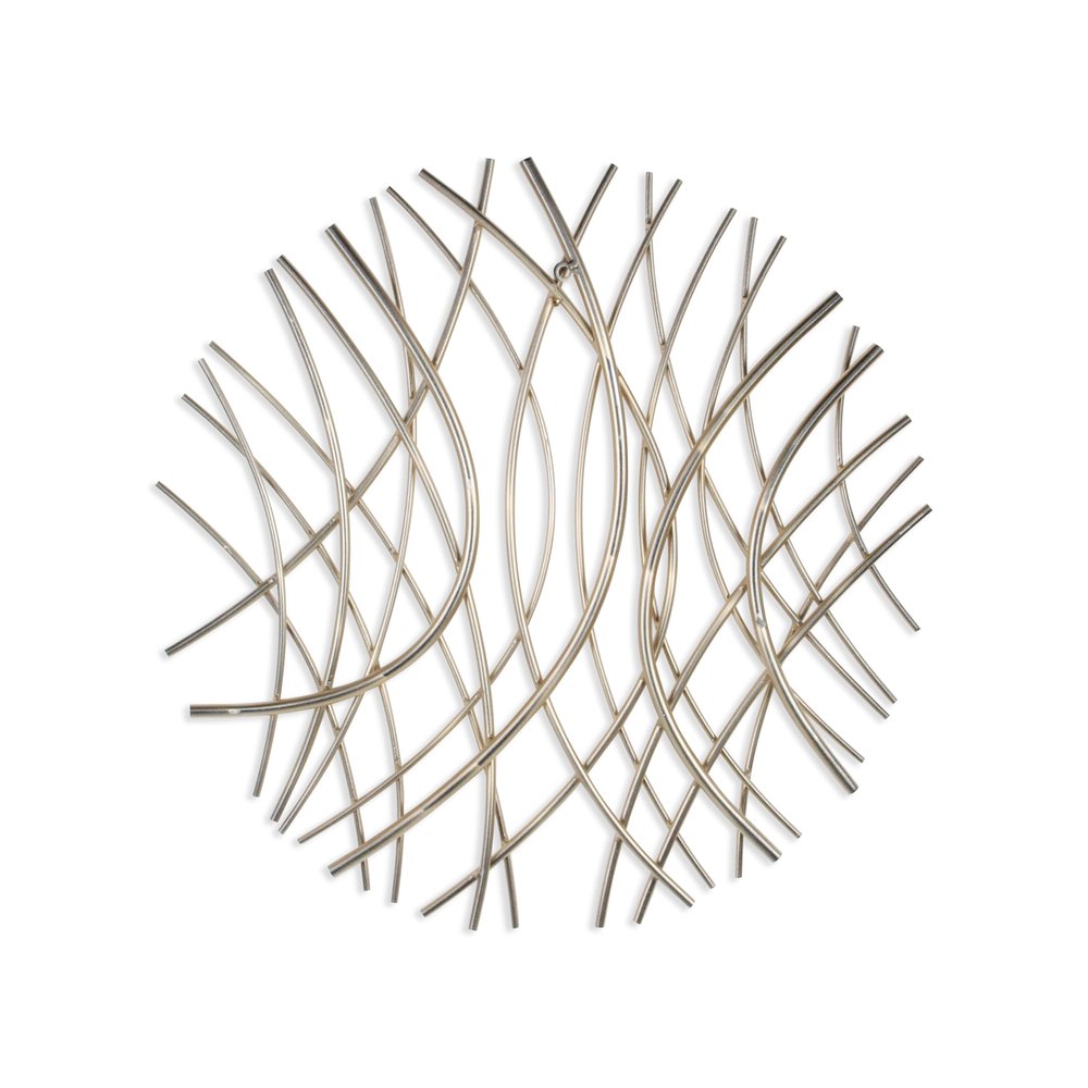 24" X 24" Gold Metal Circle Abstract Hanging Dimensional Sculpture