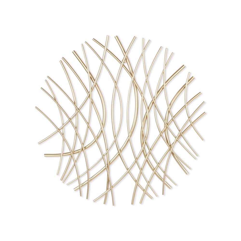 24" X 24" Gold Metal Circle Abstract Hanging Dimensional Sculpture