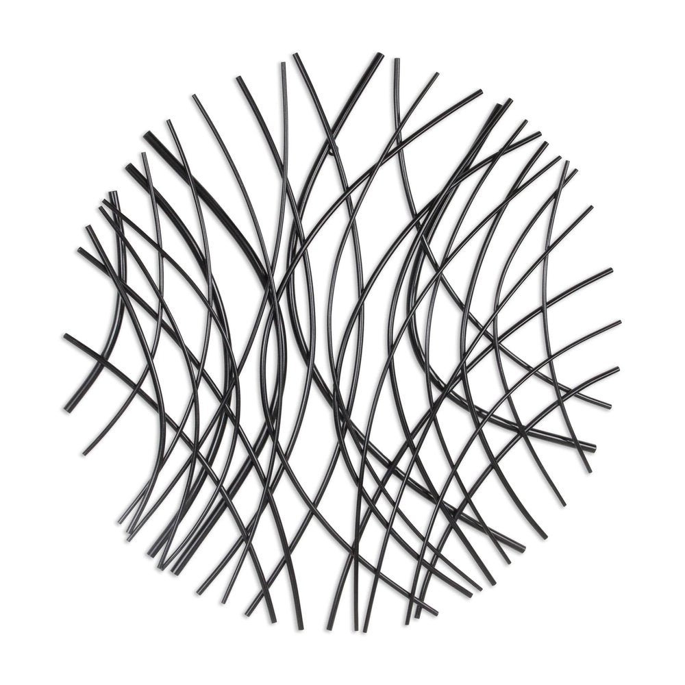 30" X 30" Black Metal Circle Abstract Hanging Dimensional Sculpture