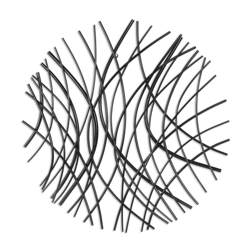 30" X 30" Black Metal Circle Abstract Hanging Dimensional Sculpture
