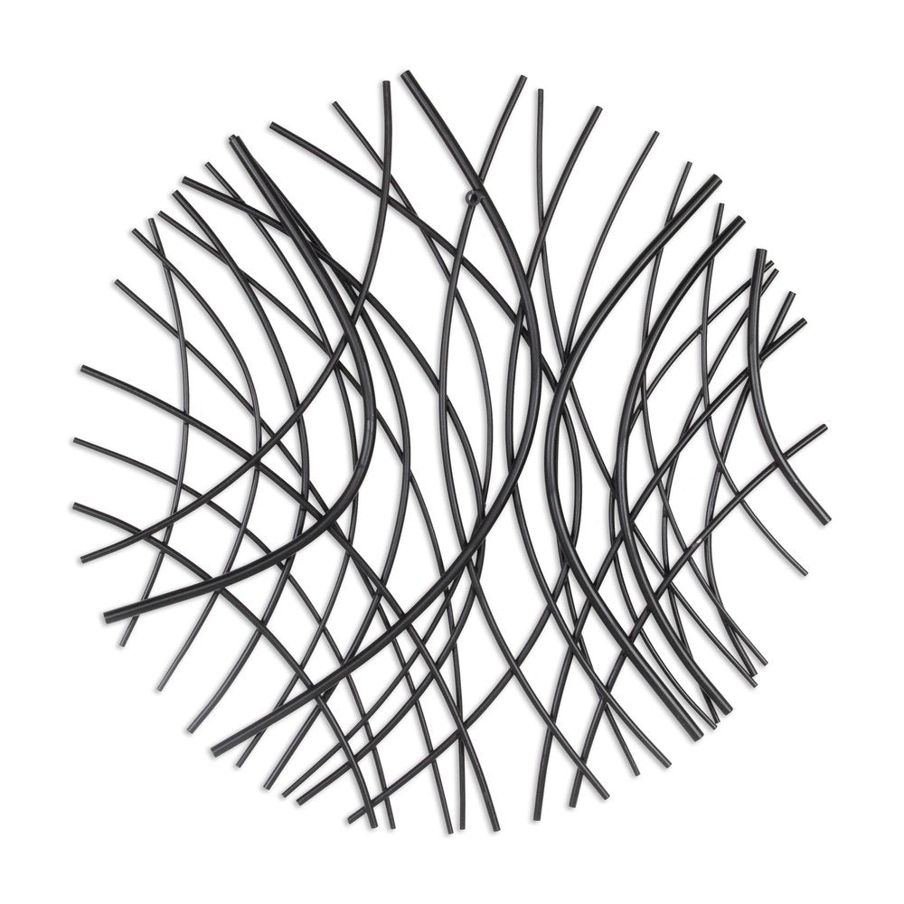 30" X 30" Black Metal Circle Abstract Hanging Dimensional Sculpture