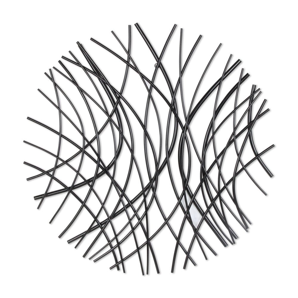 30" X 30" Black Metal Circle Abstract Hanging Dimensional Sculpture