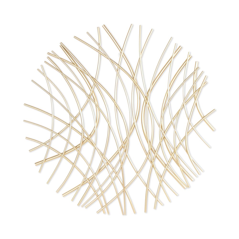 30" X 30" Gold Metal Circle Abstract Hanging Dimensional Sculpture