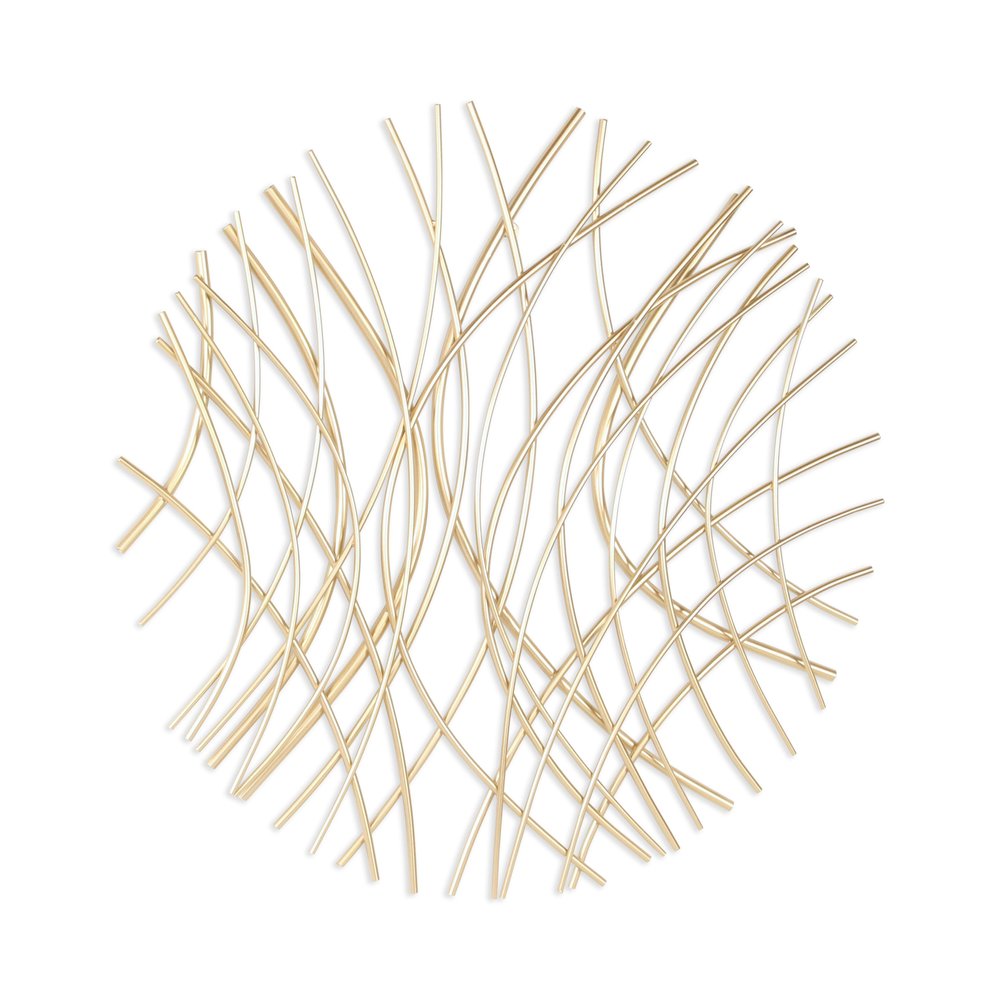 30" X 30" Gold Metal Circle Abstract Hanging Dimensional Sculpture