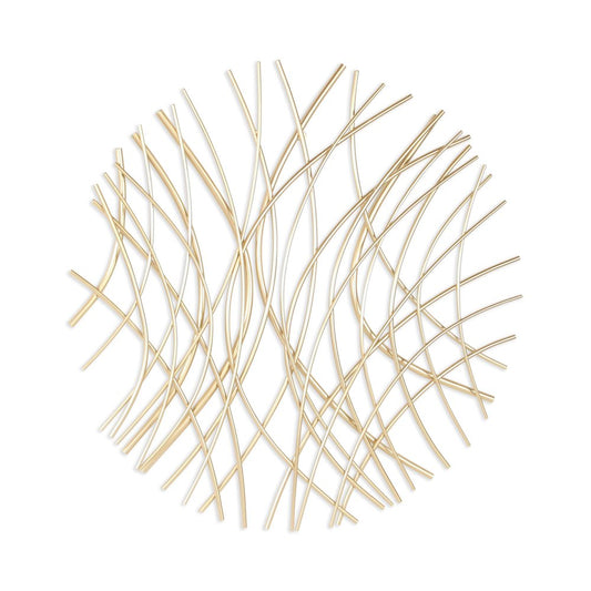 30" X 30" Gold Metal Circle Abstract Hanging Dimensional Sculpture