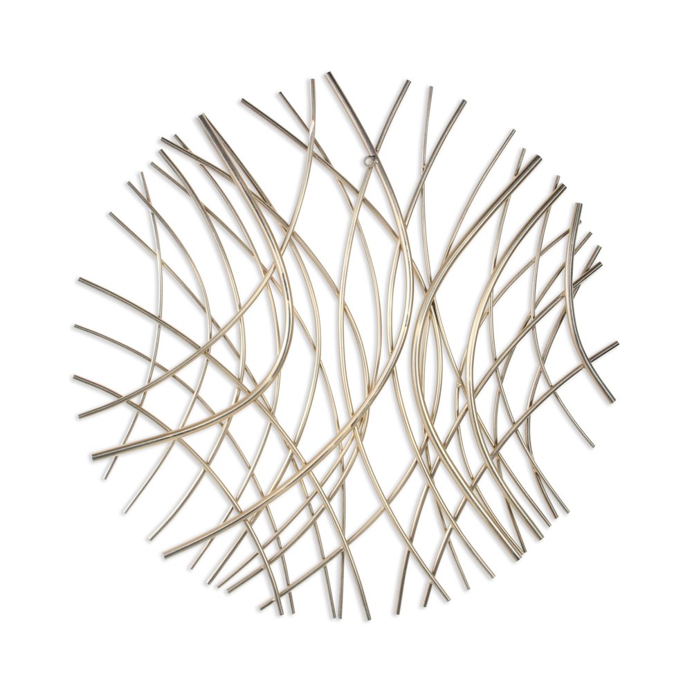 30" X 30" Gold Metal Circle Abstract Hanging Dimensional Sculpture