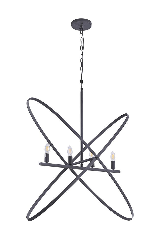 Black Unique Statement Four Light Metal Chandelier