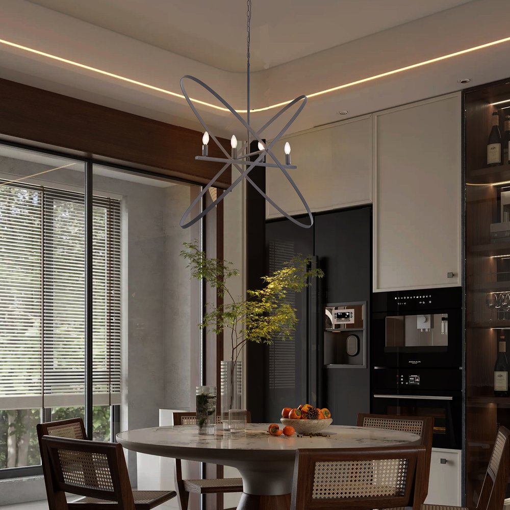 Black Unique Statement Four Light Metal Chandelier