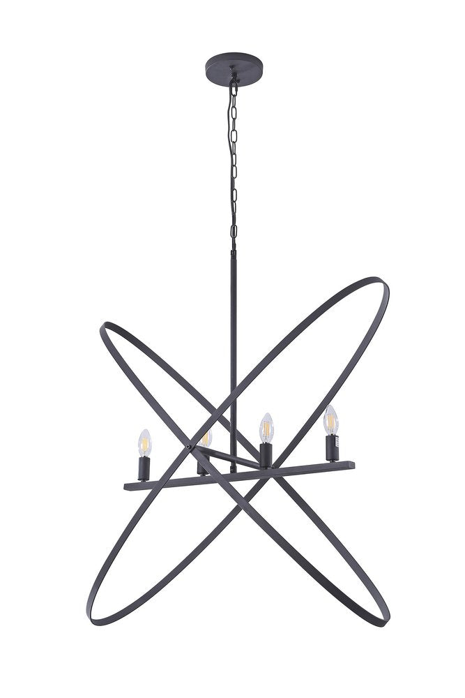 Black Unique Statement Four Light Metal Chandelier