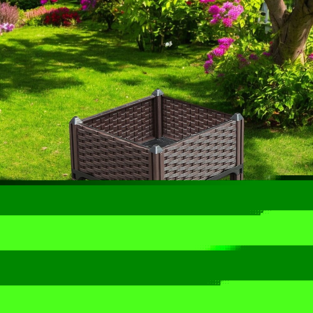 16" X 16" Dark Brown Heavy Duty Plastic Square Self Watering Raised Garden Bed