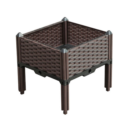 16" X 16" Dark Brown Heavy Duty Plastic Square Self Watering Raised Garden Bed