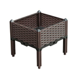 16" X 16" Dark Brown Heavy Duty Plastic Square Self Watering Raised Garden Bed