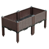 32" X 16" Dark Brown Heavy Duty Plastic Rectangular Self Watering Raised Garden Bed