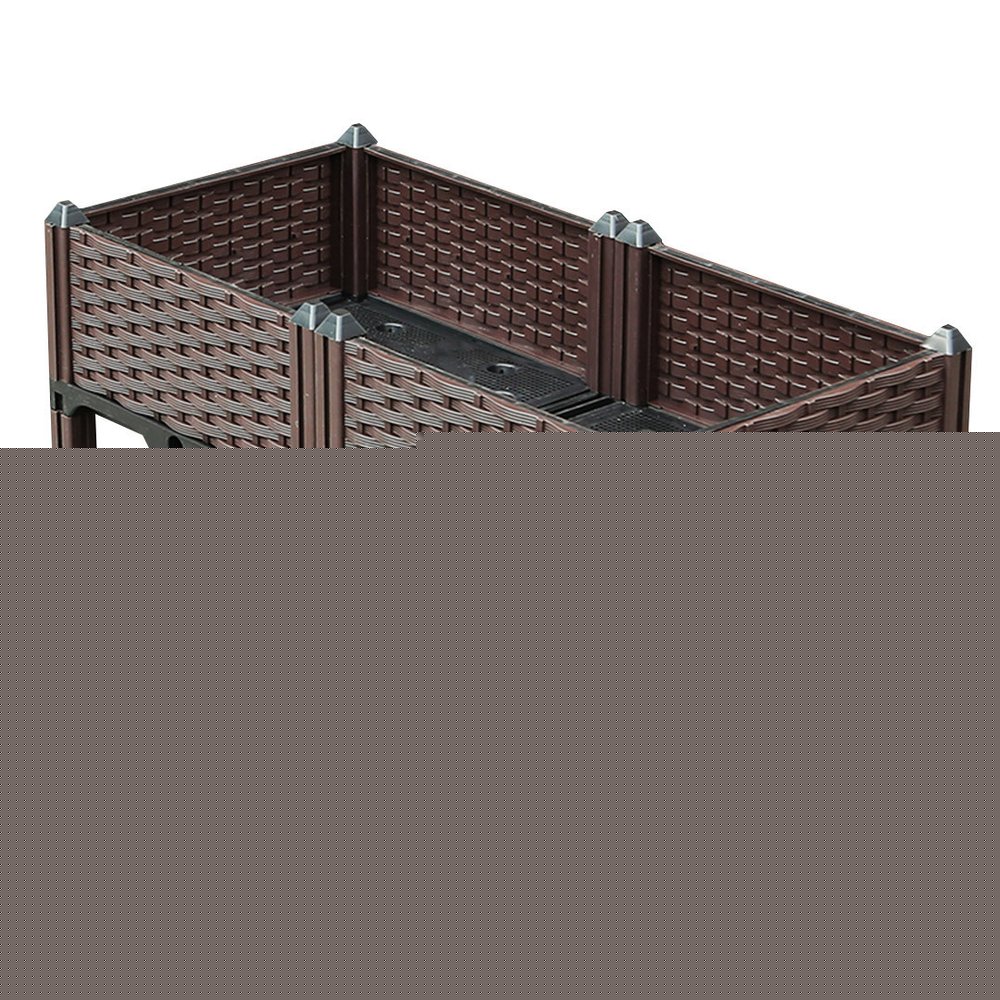 32" X 16" Dark Brown Heavy Duty Plastic Rectangular Self Watering Raised Garden Bed
