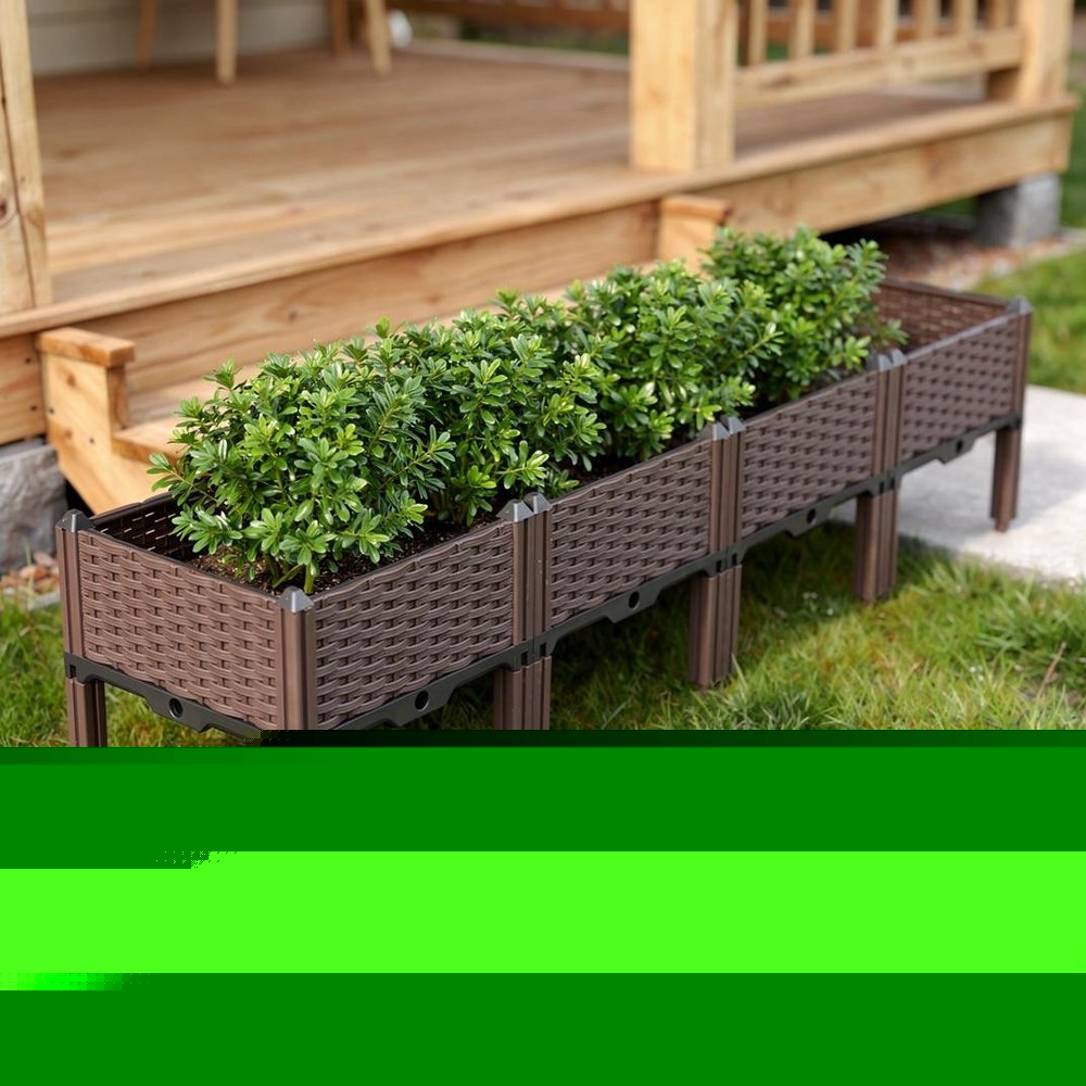 16" Dark Brown Plastic Indoor Outdoor Rectangular Planter Box