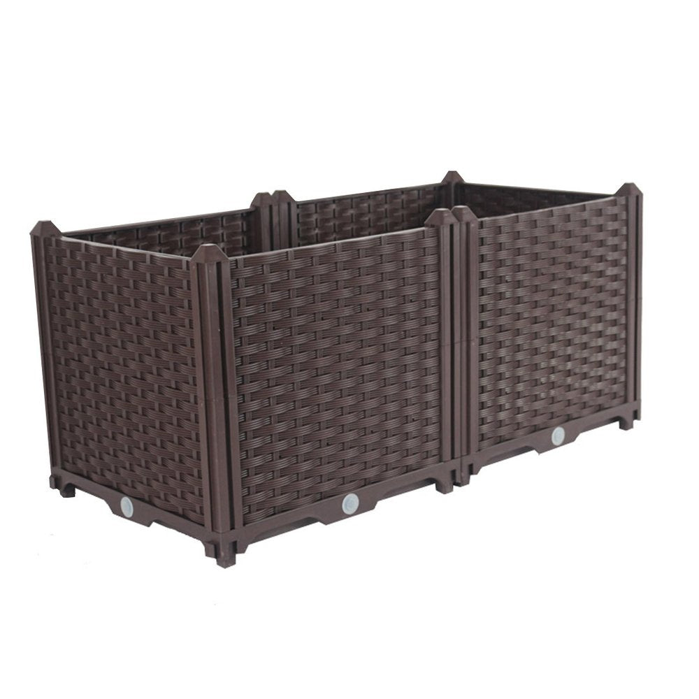 32" X 16" Dark Brown Heavy Duty Plastic Rectangular Self Watering Planter Box