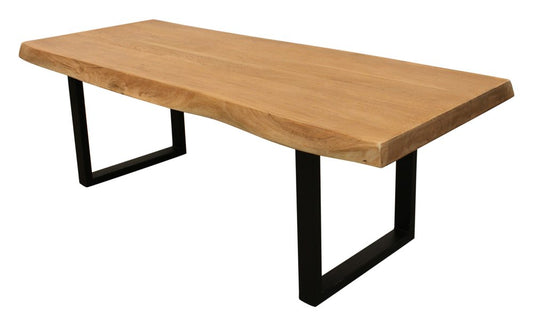 70" Natural And Black Solid Wood And Iron Live Edge Coffee Table