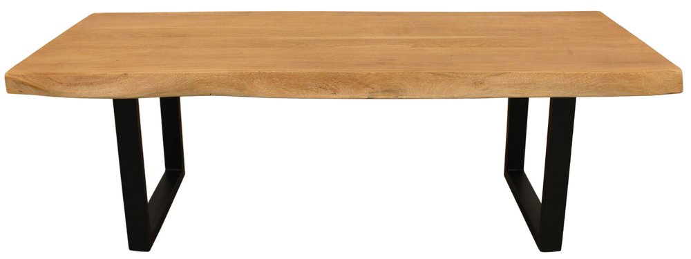 59" Natural And Black Solid Wood And Iron Live Edge Coffee Table