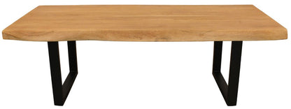 59" Natural And Black Solid Wood And Iron Live Edge Coffee Table