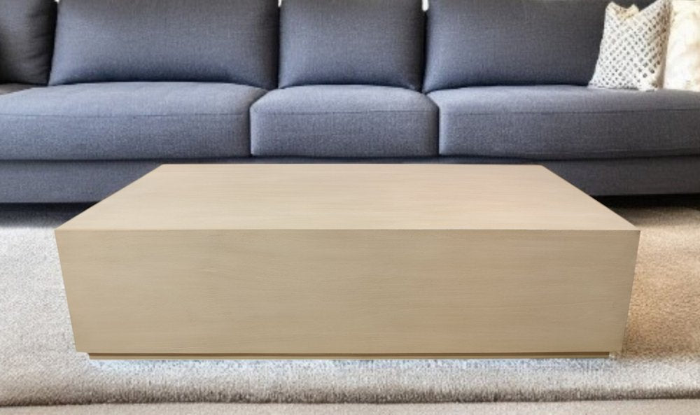 66" Natural Solid Wood Distressed Coffee Table