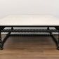 48" White And Black Genuine Marble And Solid Wood Square Coffee Table