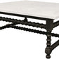 48" White And Black Genuine Marble And Solid Wood Square Coffee Table