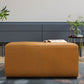 36" Orange Genuine Leather And Solid Wood Square Cocktail Table