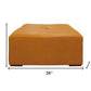36" Orange Genuine Leather And Solid Wood Square Cocktail Table
