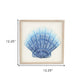 Blue and White Distressed Metal Sea Shell Brown Frame Wall Art